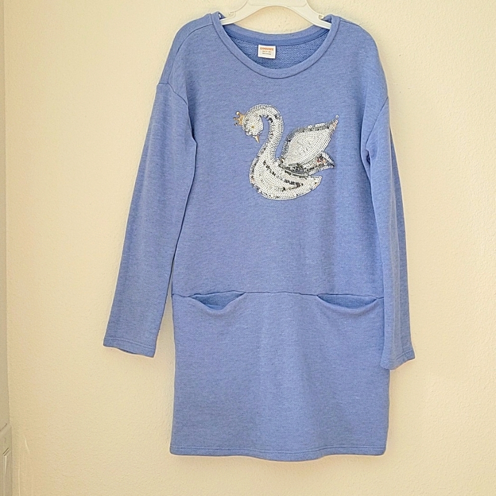 Gymboree Terry Cloth Girls Long Sleeve Tunic Dress with pockets, M 7/8, EUC